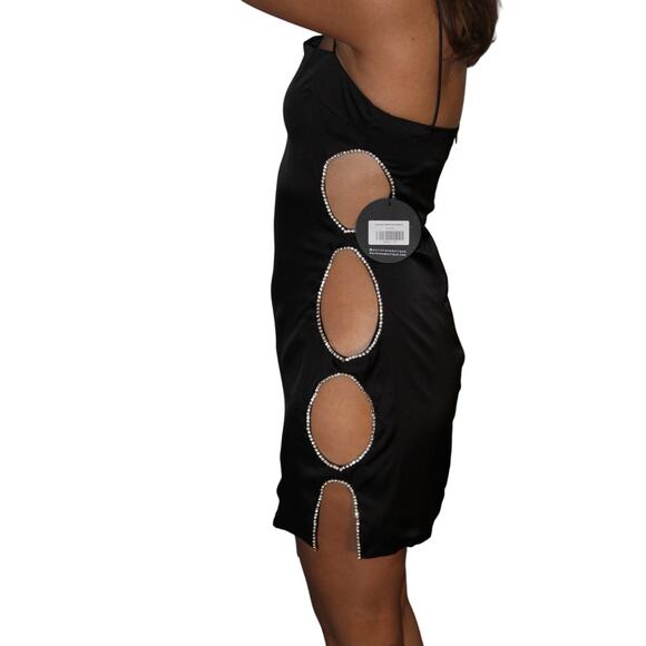 White Fox NWT Black Cutout Mini Dress Strapless Clubwear Women Small - Picture 2 of 10